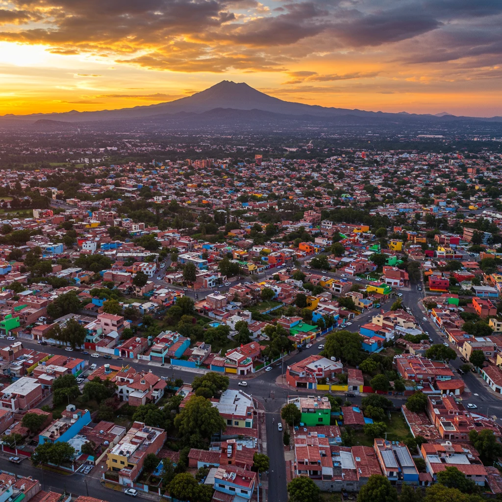 Gdzie leżą przedmieścia Puebla?